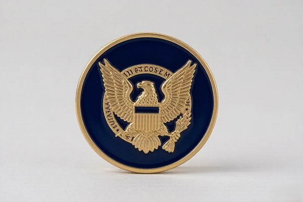Challenge coin combining 2D enamel color with a 3D relief emblem