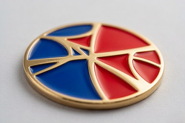 Close-up of recessed soft enamel wells with raised metal ridges on a challenge coin